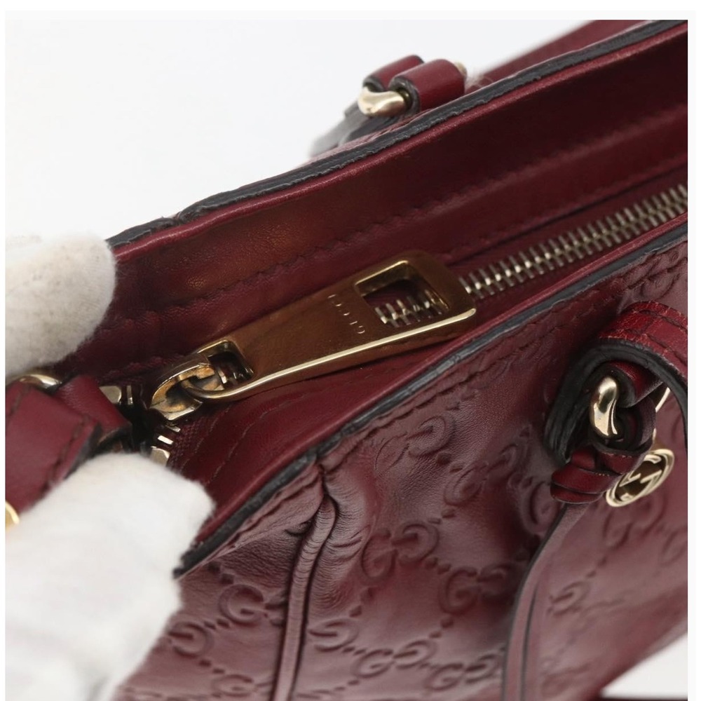 GUCCI Microguccissima Bree Tote Bordeaux Red Leather Handbag Authenticated - Picture 13 of 16